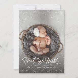 Tyst Fullt foto av Night Snö Julkort