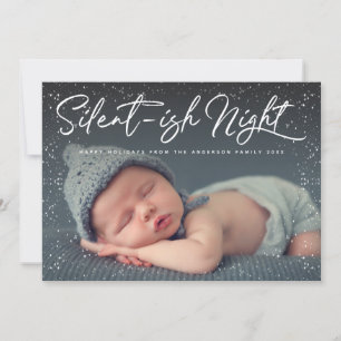 Tyst Fullt foto av Night Snö Julkort