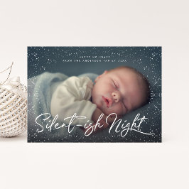 Tyst Fullt foto av Night Snö Julkort