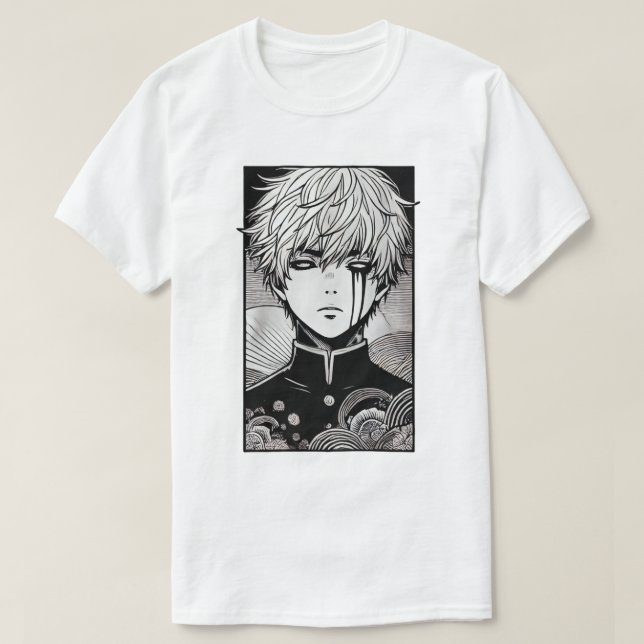 Tyst Gaze - Minimalist Manga Art T-Shirt (Design framsida)