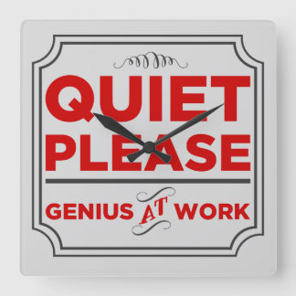 Tyst, Genius på jobbet Fyrkantig Klocka