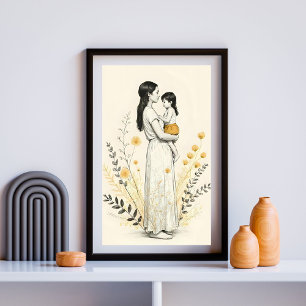 Tyst Glädje i Hennes Armar Poster