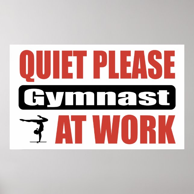 Tyst, gymnast på jobbet poster (Framsidan)
