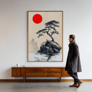 Tyst höjd - Bläck landskapskonst - Zen Decor Fototryck