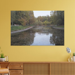 Tyst höstsjö - Nordisk dimma Edition Canvastryck