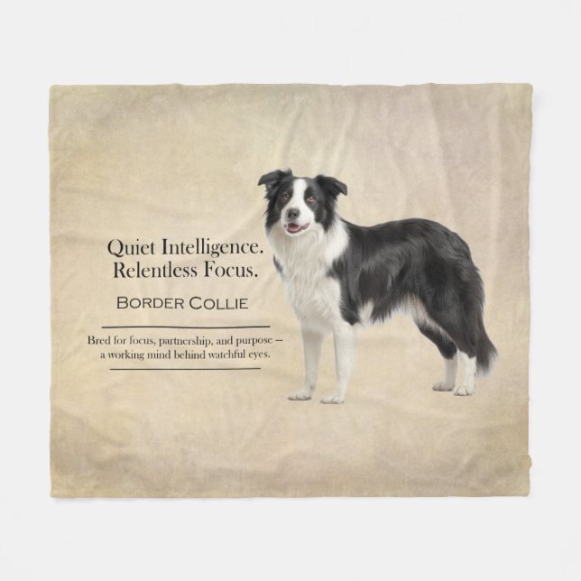 Tyst intelligens Border Collie Fleecefilt (Framsidan (Horisontell))