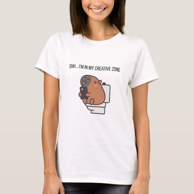 Tyst… Jag är i min kreativa zon | Rolig Capybara-g T Shirt (Framsida)