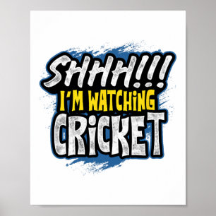 Tyst jag tittar på cricket sport fan tittare idrot poster