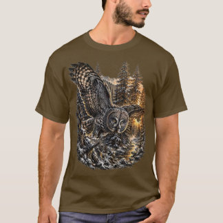 Tyst jägare – Vintage Större grå uggla vildmark T Shirt