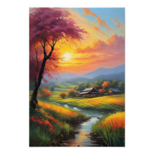 Tyst japansk landskapssida fototryck