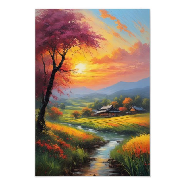 Tyst japansk landskapssida fototryck (Framsidan)