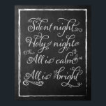 Tyst julljalkboard Art Poster<br><div class="desc">Det finns ett tyst nattskylt som poster orden på berömdens sång: "Tyst natt,  Heliga natt,  allt är lugn,  allt är ljust" Modern dekoration av julväggen</div>