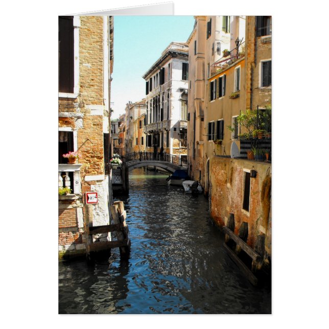 Tyst kanal i Venedig, Italien kort (Framsidan)