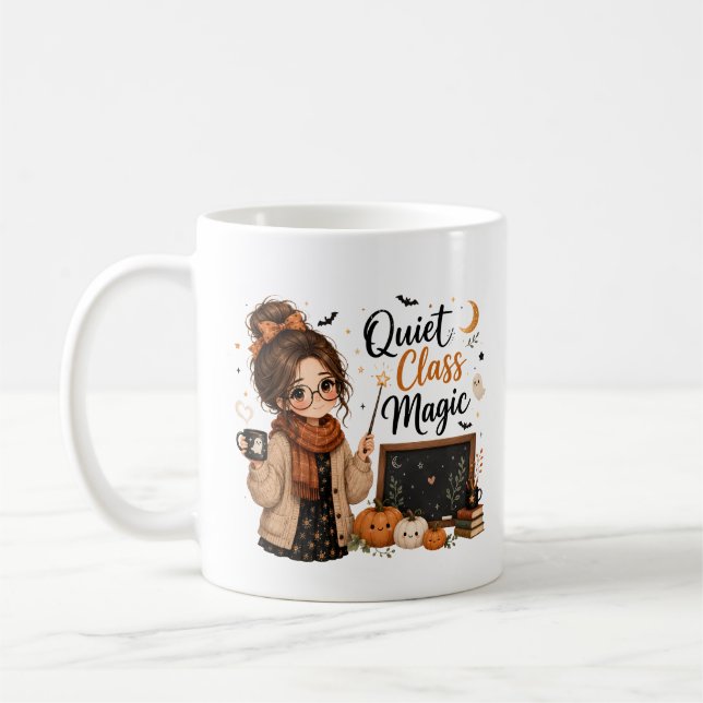 Tyst Klass Magi Halloween Lärar Kaffemugg (Vänster)