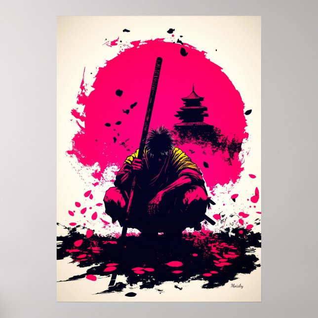 Tyst krigarmunk under den uppgående solen poster (Framsidan)