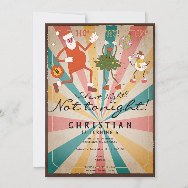 Tyst kväll, inte i kväll Groovy Juldagen Inbjudningar (Framsida)