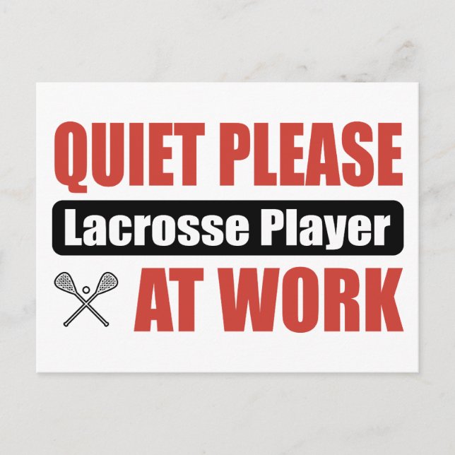 Tyst, Lacrosse Player på jobbet Vykort (Framsida)