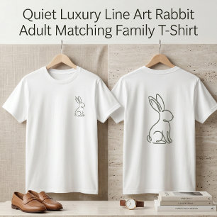 Tyst Lyx Linje Konst Kanin Vuxen Matchande Familj T Shirt