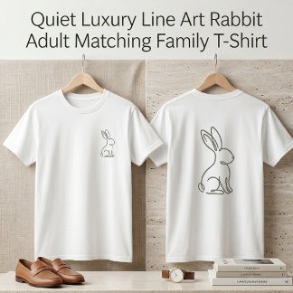 Tyst Lyx Linje Konst Kanin Vuxen Matchande Familj T Shirt