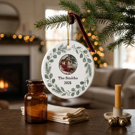 Tyst Lyx Sälggrön Familjefoto Jul Julgransprydnad Keramik
