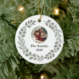 Tyst Lyx Sälggrön Familjefoto Jul Julgransprydnad Keramik