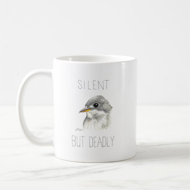 Tyst men deadly (Empidonax Flycatcher) Kaffemugg (Vänster)