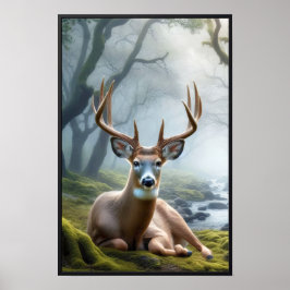 Tyst morgon i Skogen med Ram som tillval Poster