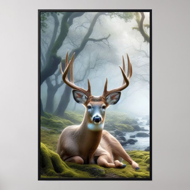 Tyst morgon i Skogen med Ram som tillval Poster (Framsidan)