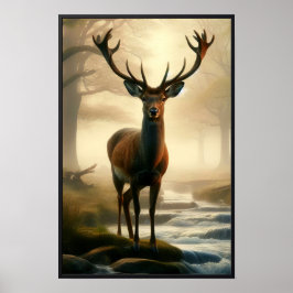 Tyst morgon i Skogen med Ram som tillval Poster