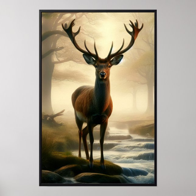 Tyst morgon i Skogen med Ram som tillval Poster (Framsidan)