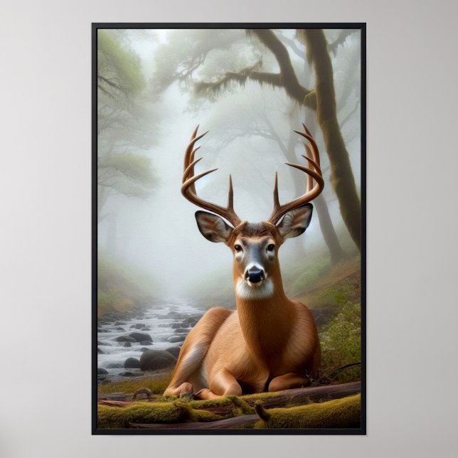 Tyst morgon i Skogen med Ram som tillval Poster (Framsidan)