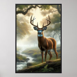 Tyst morgon i Skogen med Ram som tillval Poster