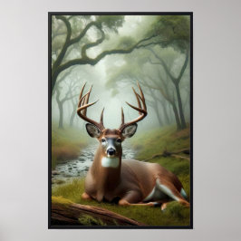 Tyst morgon i Skogen med Ram som tillval Poster