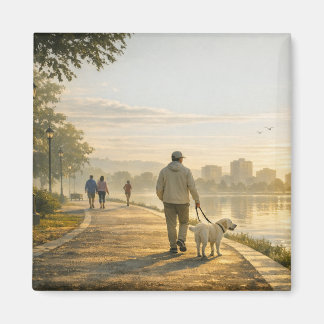 Tyst Morgonpromenad – 2" Fyrkantig Konstmagnet Magnet