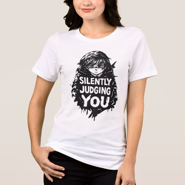 Tyst Närvarande Dom Judgerar Dig Mörk Anime Bläck  T Shirt (Framsida)