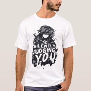 Tyst Närvarande Dömande Dig Rolig Anime Grunge Str T Shirt