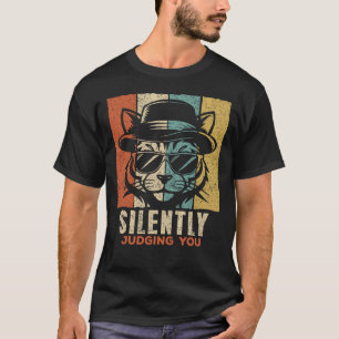 Tyst Närvarande Domande Retro Cool Katt T Shirt