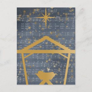 Tyst Natt Baby Jesus i Manger Nativitet Vykort