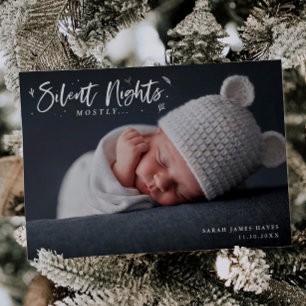Tyst Natt Baby Landcape Photo Helgdag Birth Meddelande