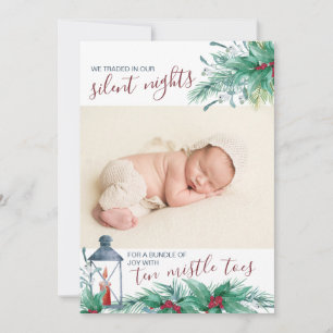 Tyst natt för tio Mistle Toes Helgdag Birth Meddelande
