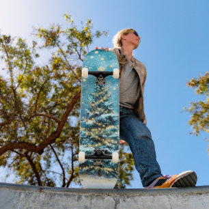 Tyst natt Glödande julskogsgran Mini Skateboard Bräda 18,5 Cm