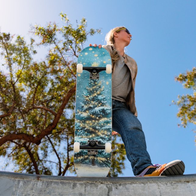 Tyst natt Glödande julskogsgran Mini Skateboard Bräda 18,5 Cm (Utomhus 1)