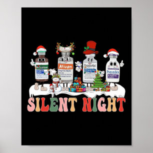 Tyst natt God jul Sjuksköterska Piller Apotekare Poster