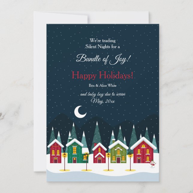 Tyst Natt Graviditetsannonsering Julkort (Framsida)