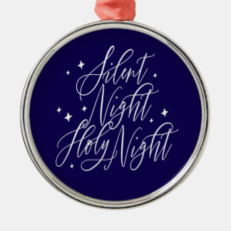 Tyst natt helig natt Blå julgransprydnad Metall