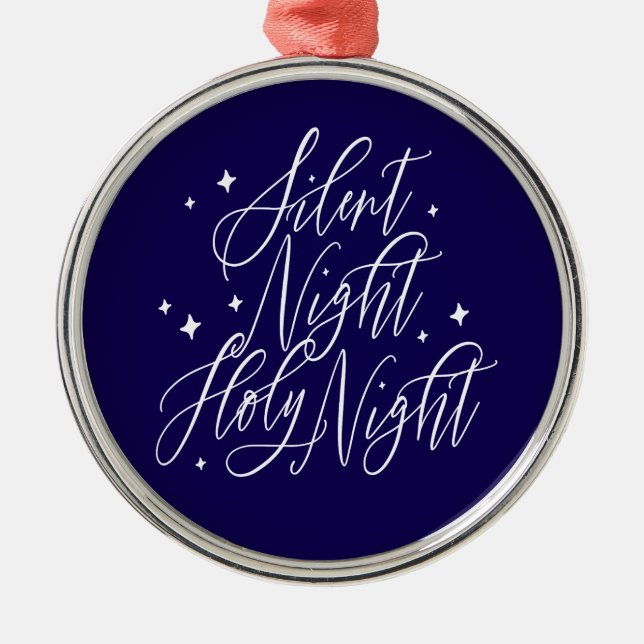 Tyst natt helig natt Blå julgransprydnad Metall (Framsidan)