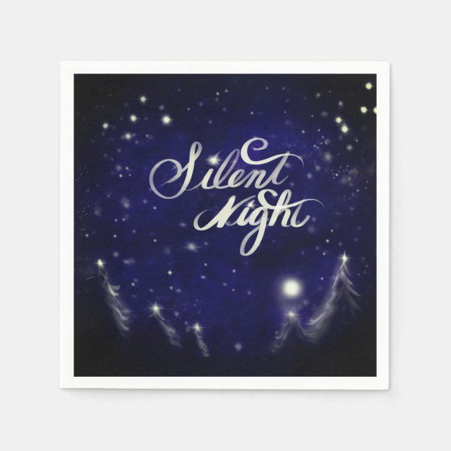 Tyst natt, helig natt - Glittrande snöscen Pappersservett (Framsidan)