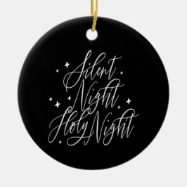 Tyst natt helig natt jul svart rund julgransprydnad keramik