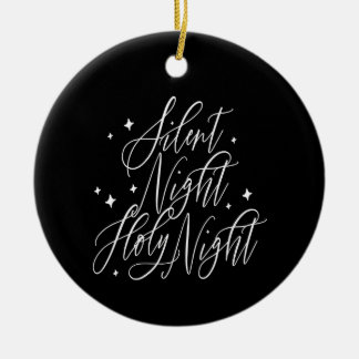 Tyst natt helig natt jul svart rund julgransprydnad keramik