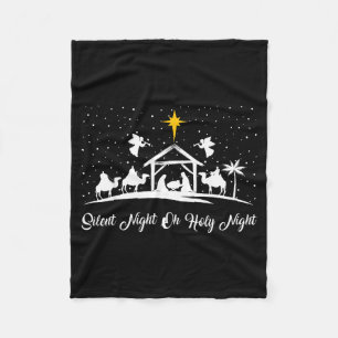 Tyst natt helig natt Julkrubba Kristna C Fleecefilt